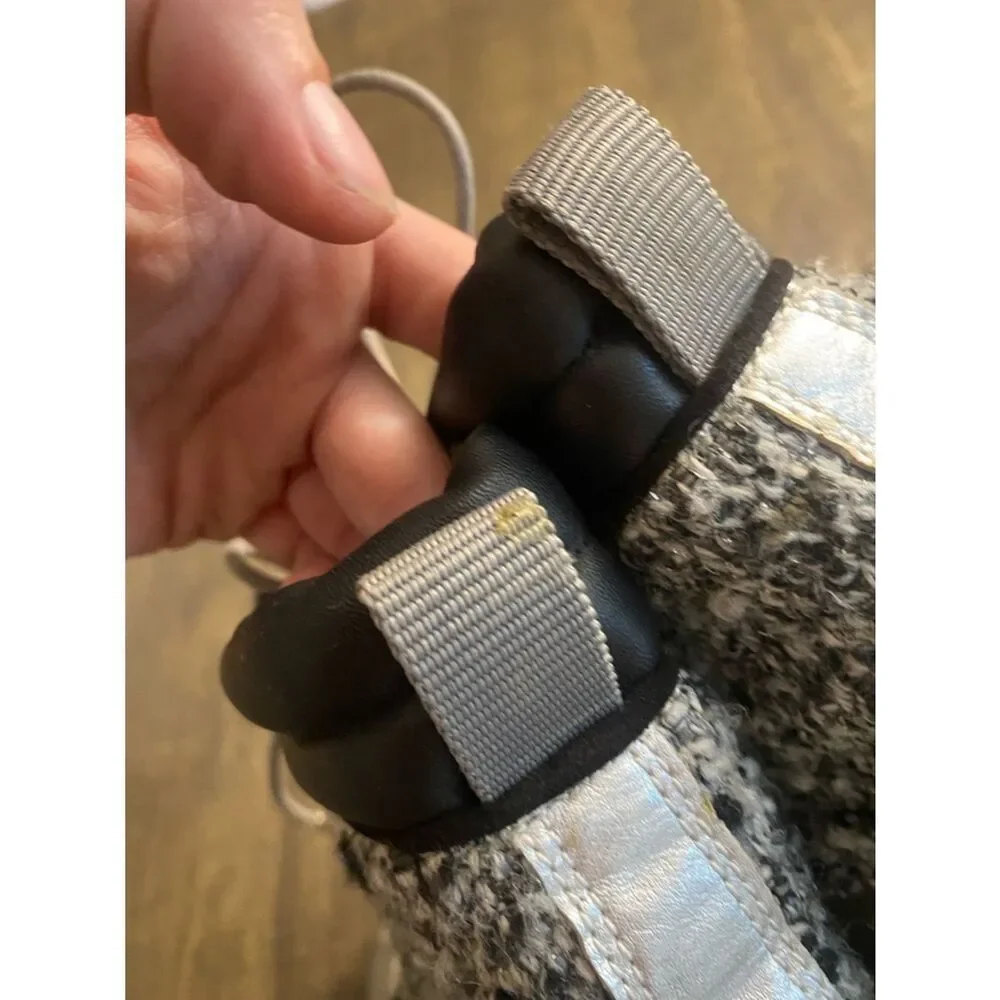 Sam Edelman Gray Knit-Trim Waterproof Lace-Up Boots